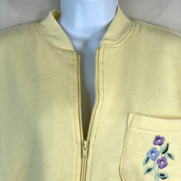 Vintage Grandmacore Fleece Jacket Sz M Oversized Embroidered Floral Hipster Cozy - Picture 2 of 12